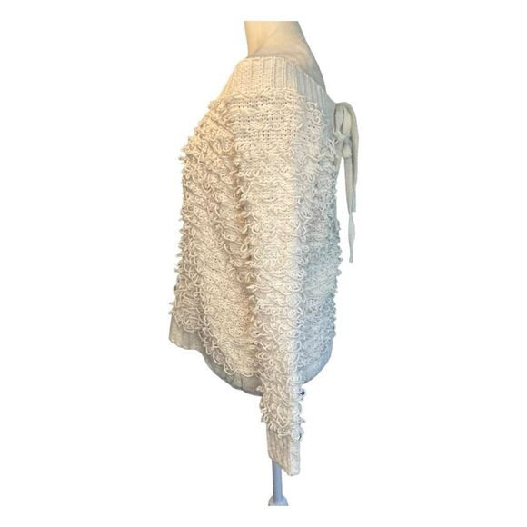 Forever 21 Off The Shoulder Sweater Cream Shaggy Loop Knit Long Sleeves S - Picture 3 of 7